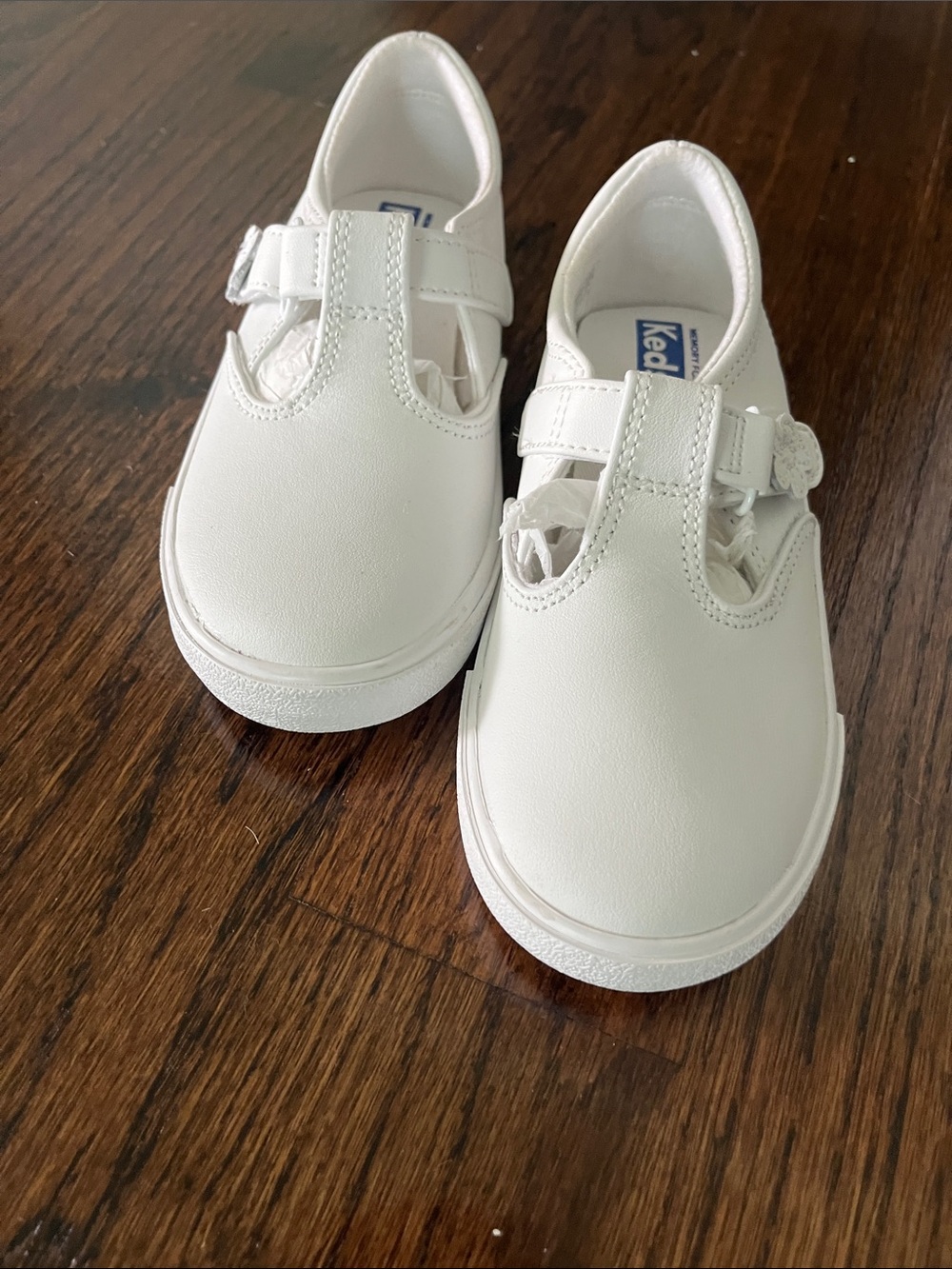 Keds White Kids T-Strap Dress Shoes